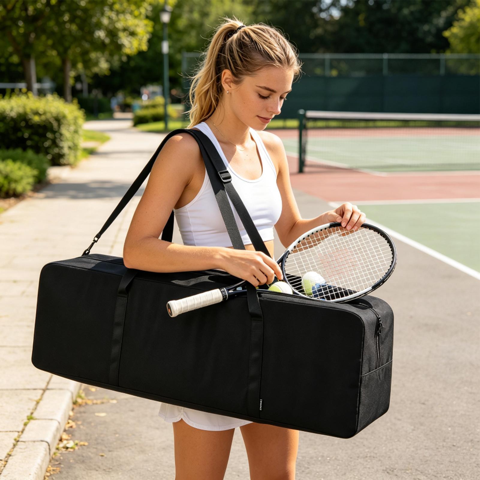 Badminton Outdoor - กระเป๋าใส่ตาข่ายพิคเคิลบอล กระเป๋าตาข่ายพับได้พร้อมซิป กระเป๋าชุดพิคเคิลบอลผ้าอ็อกซ์ฟอร์ด สำหรับแบดมินตัน เทนนิส เดินทาง